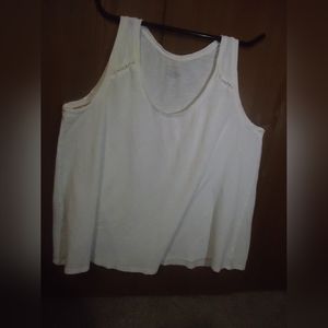 Lane Bryant size 22/24 white tank with simple crochet detail.